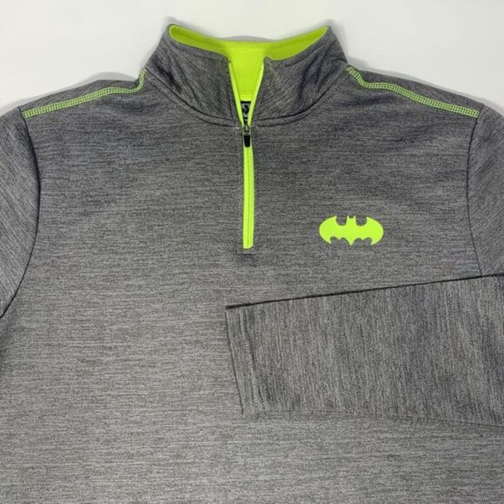 Batman Gray w/Yellow Collar Front‎ 1/4 Zip Men's Pullover Sweatshirt Size Small